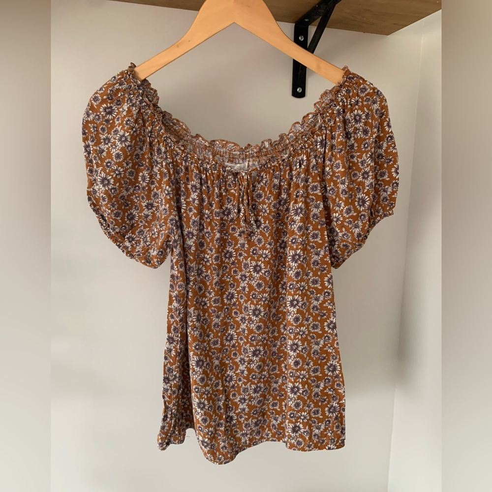 Maurices Yellow Brownish Floral Blouse